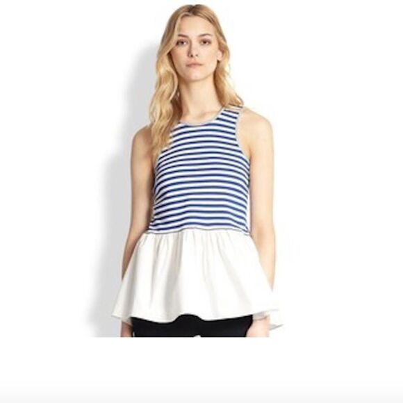 💙 TIBI Striped Peplum Top - Picture 1 of 7
